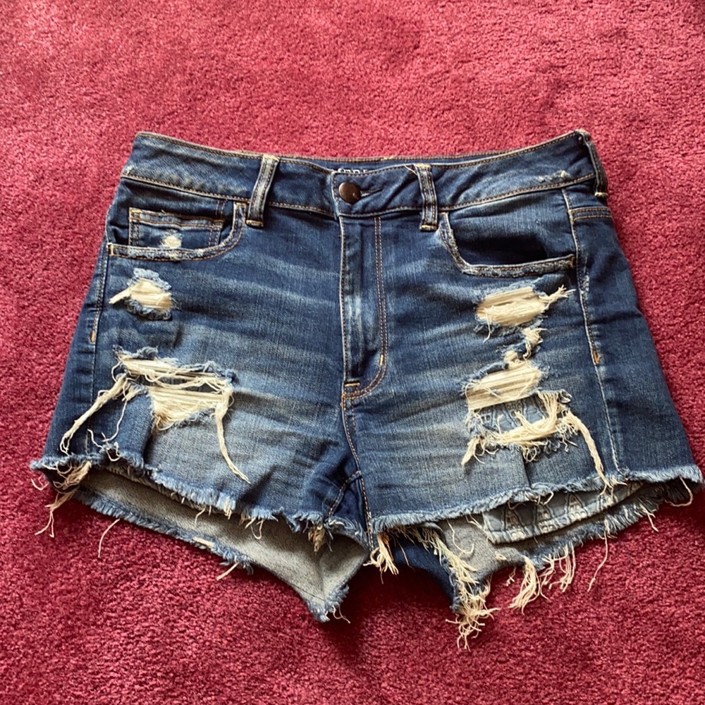 American Eagle High Rise Shortie Jean Shorts
